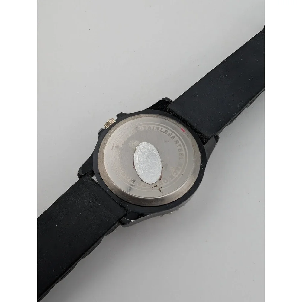 Geneva Women's Watch 32mm Case Rhinestone Bezel Black Silicone Band- New Battery